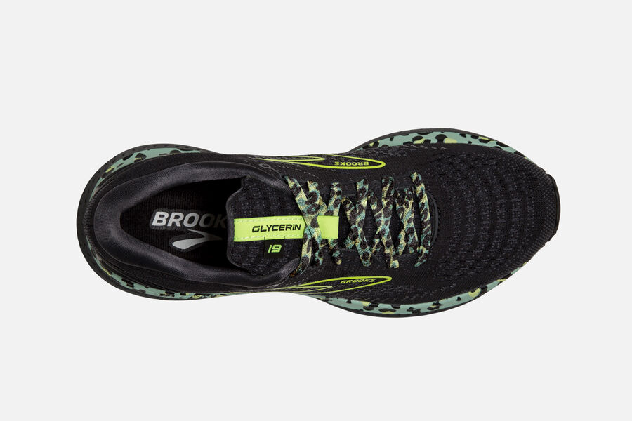 Glycerin 19 Road Brooks Running Shoes NZ Womens - Black/Green - ONXAPR-603